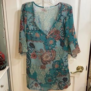 Semi-Sheer Floral Chiffon Tunic